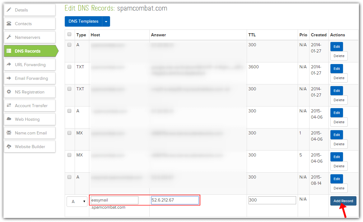 Add DNS record