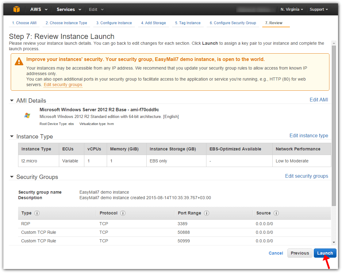 Launch EC2 instance