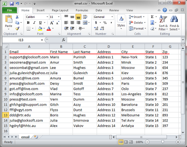 Import multi-column CSV file into the Advanced Email Verifier