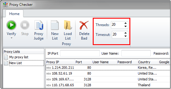 Set Threads for checking proxy servers