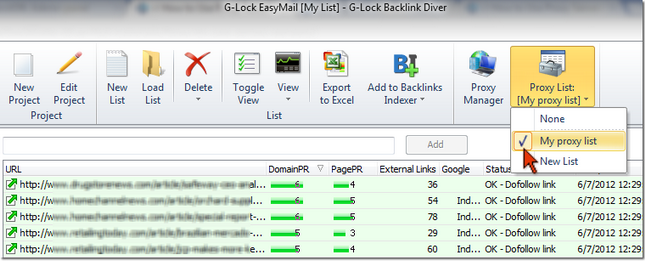use proxy servers in Backlink Diver