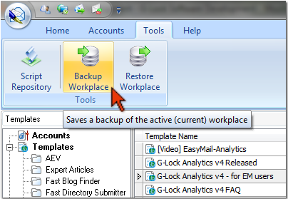 backup and restore workplace