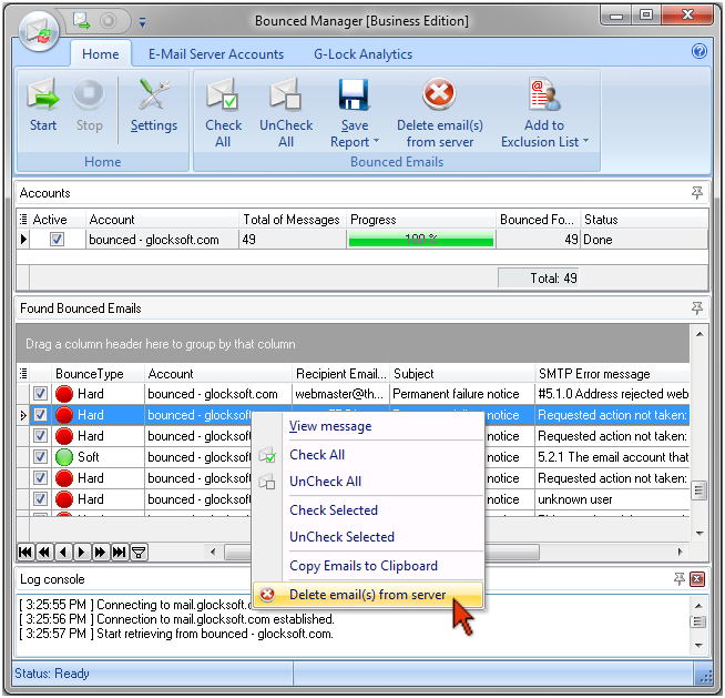 delete bounce emails from server