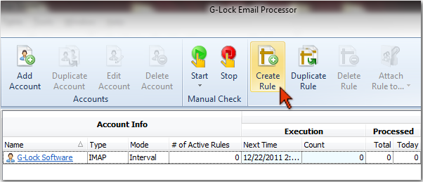 G-Lock Email Processor - create rule to process emails