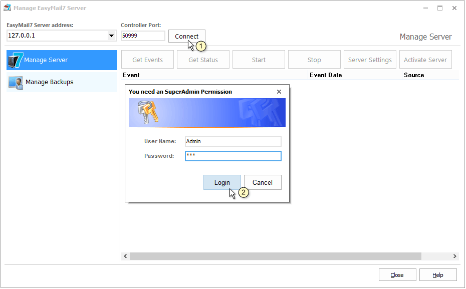 G-Lock EasyMail7 server connect