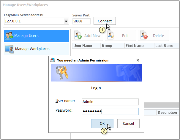 G-Lock EasyMail 7 manage users