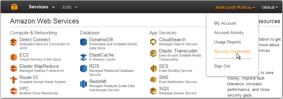 AWS security credentials