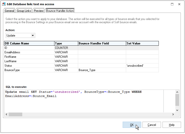 update database