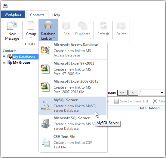 connect to MySQL database from G-Lock EasyMail7