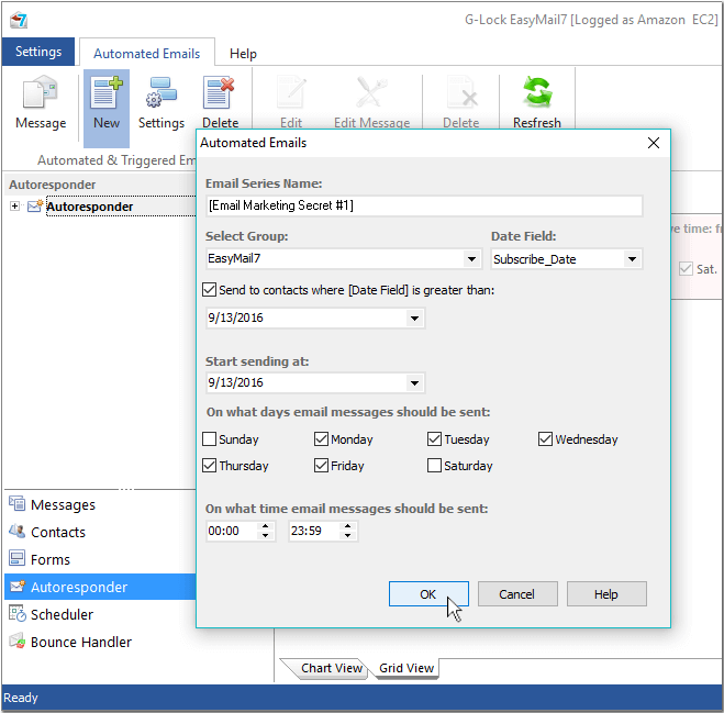 Use autoresponders in EasyMail7 scheduler