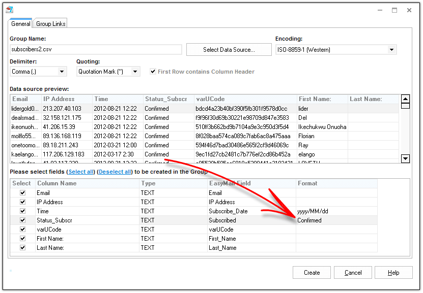 create group from csv file in G-Lock EasyMail7