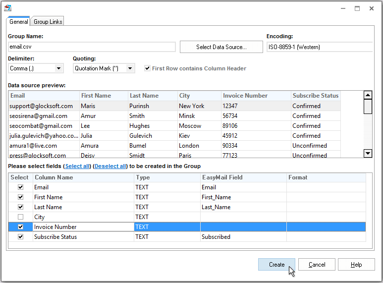import attachment names into the group