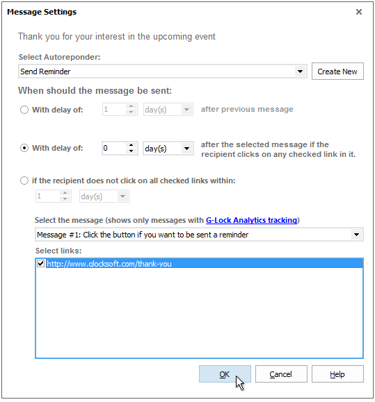 Autoresponder email settings