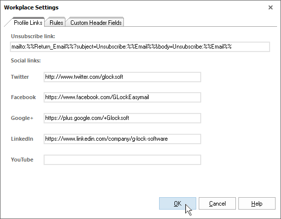 G-Lock EasyMail7 workplace settings