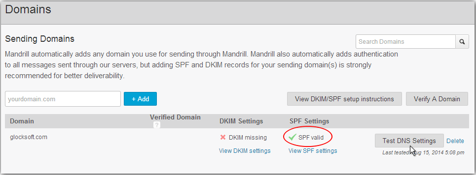 Set Mandrill SPF