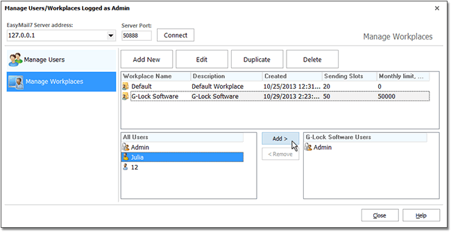 G-Lock EasyMail7 on local network