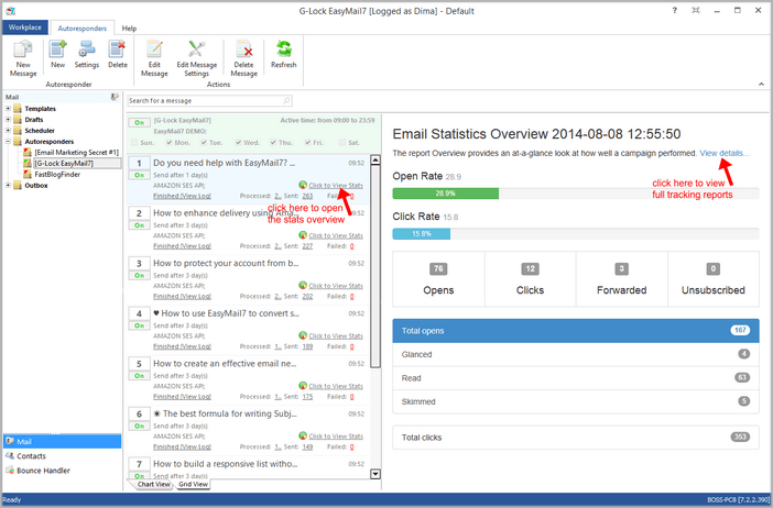 View email tracking statistics