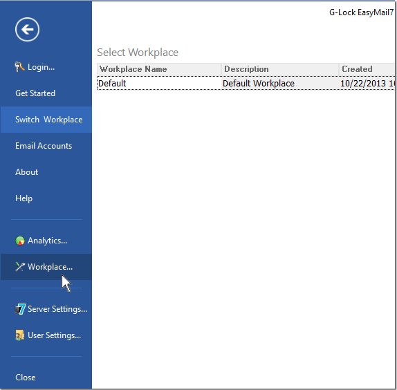 G-Lock EasyMail7 workplace settings