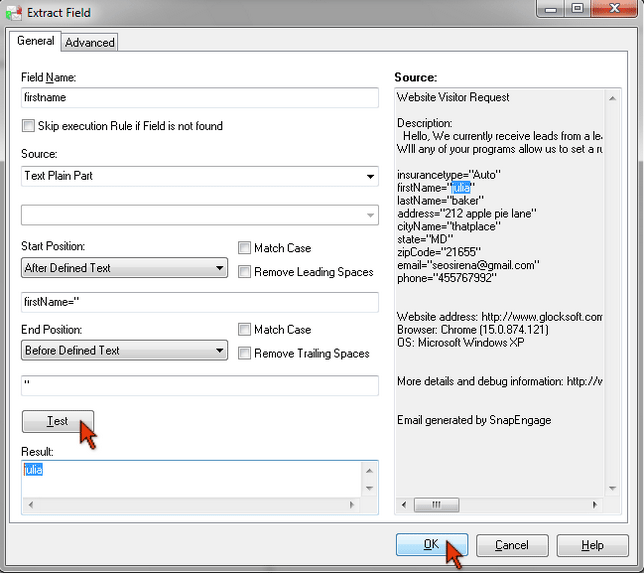 G-Lock Email Processor - extract recipient name