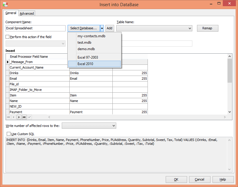 Extract data and parse email to Excel