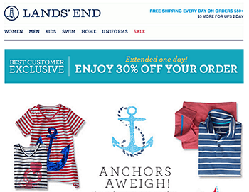 Land's End newsletter sample