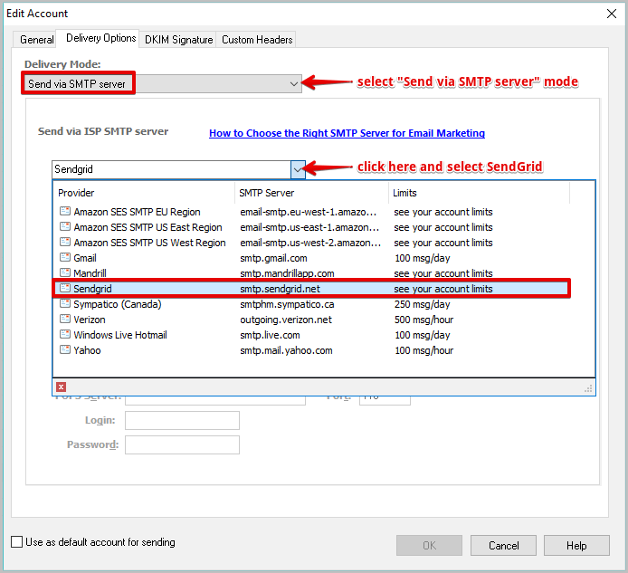 How to Use SendGrid's SMTP Settings in EasyMail7