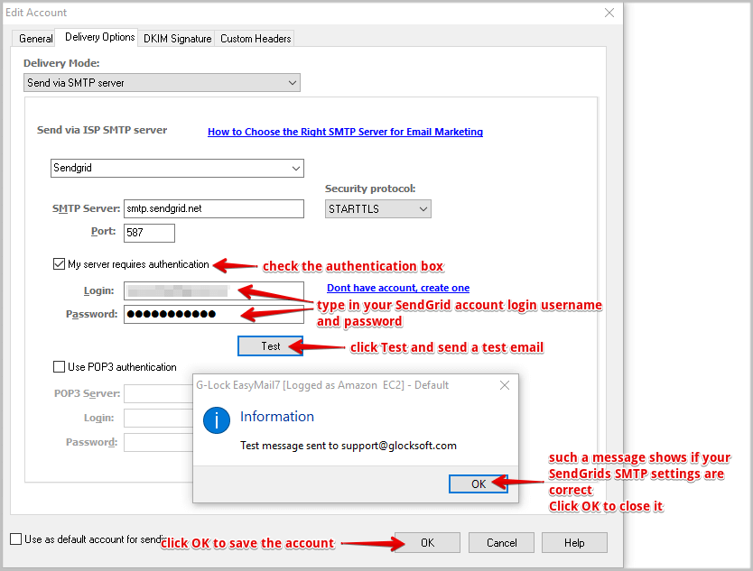 How to Use SendGrid's SMTP Settings in EasyMail7