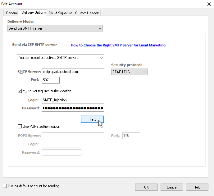 Use SparkPost SMTP Settings in EasyMail7