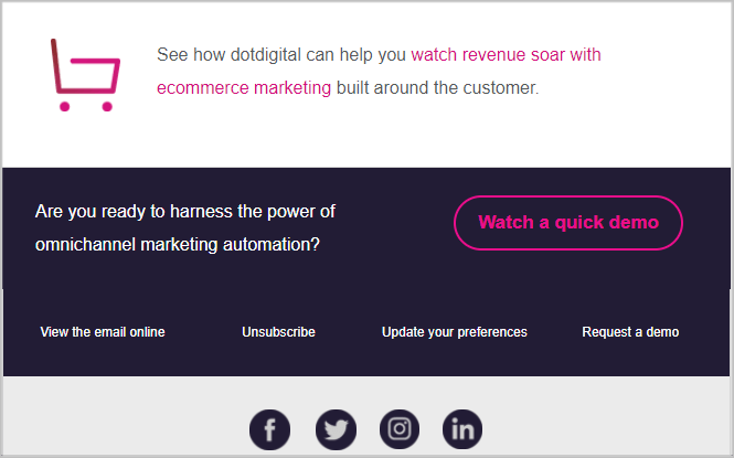 Unsubscribe link in the footer of the email by DotDigital