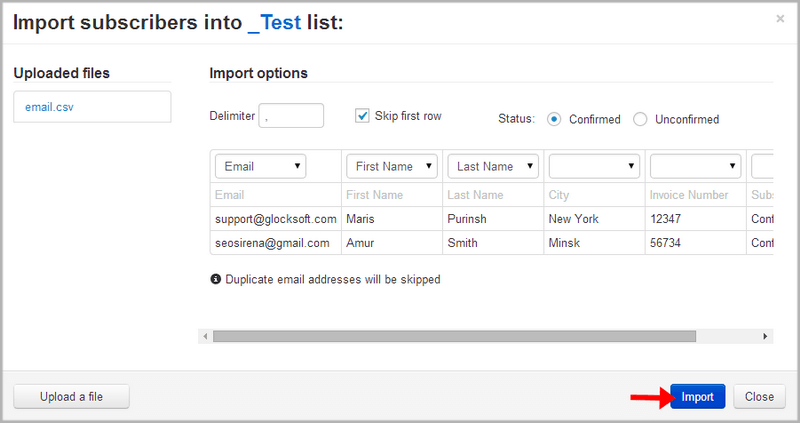 Import subscribers from csv