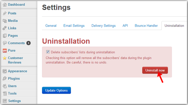 WPNewsman Uninstall Settings