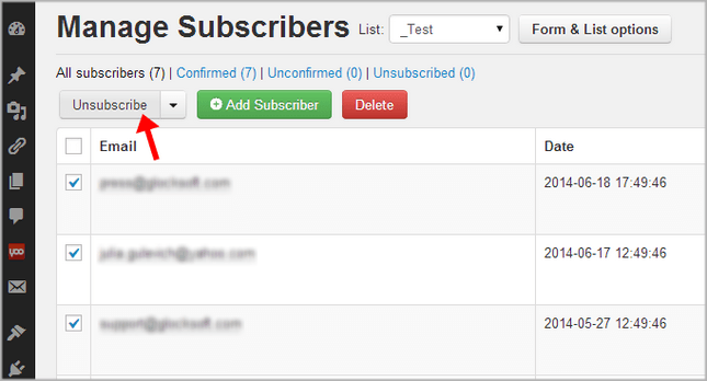Unsubscribe users