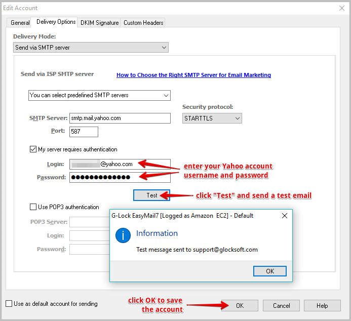 How to Use Yahoo SMTP Settings in EasyMail7